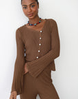 Theresa Ribbed Pant - Chocolate
