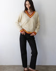 Tina V-Neck Pullover - Creme
