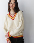 Tina V-Neck Pullover - Creme