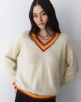 Tina V-Neck Pullover - Creme