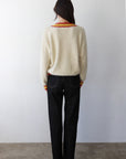 Tina V-Neck Pullover - Creme