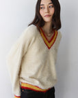 Tina V-Neck Pullover - Creme