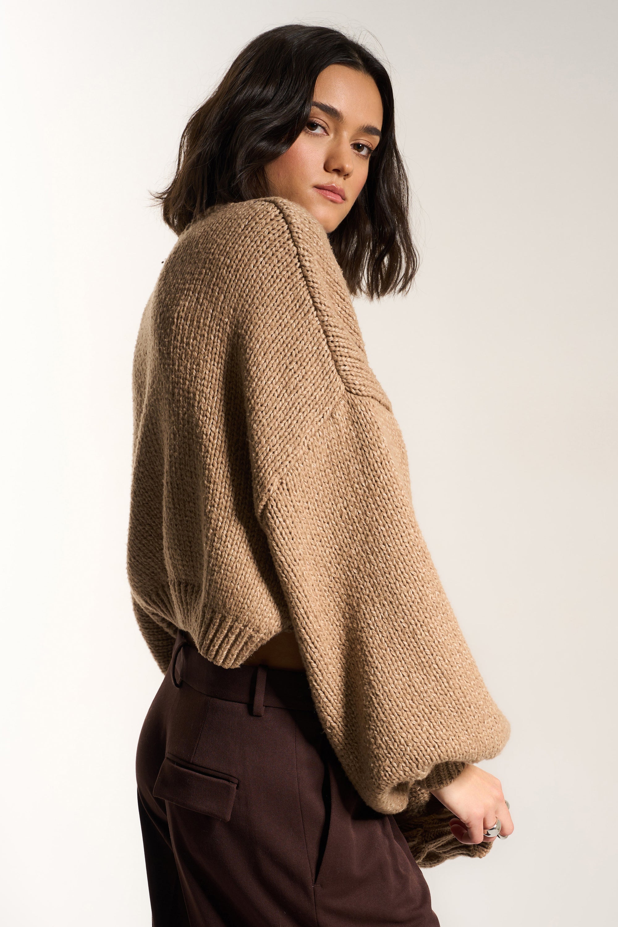 Bellamy Crop Pullover - Raw Umber