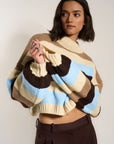 Bellamy Crop Pullover - Sky Stripe