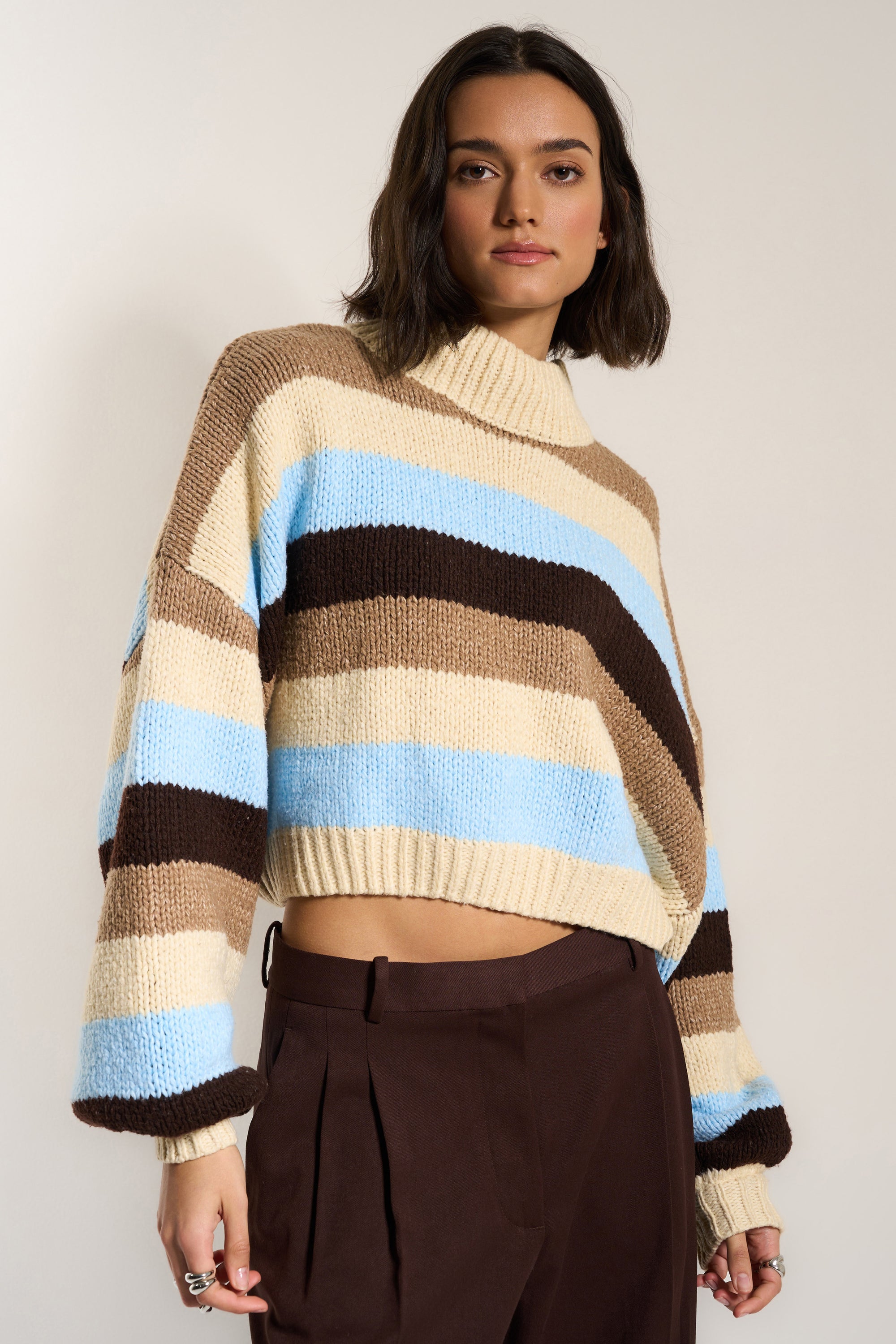 Bellamy Crop Pullover - Sky Stripe