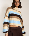 Bellamy Crop Pullover - Sky Stripe