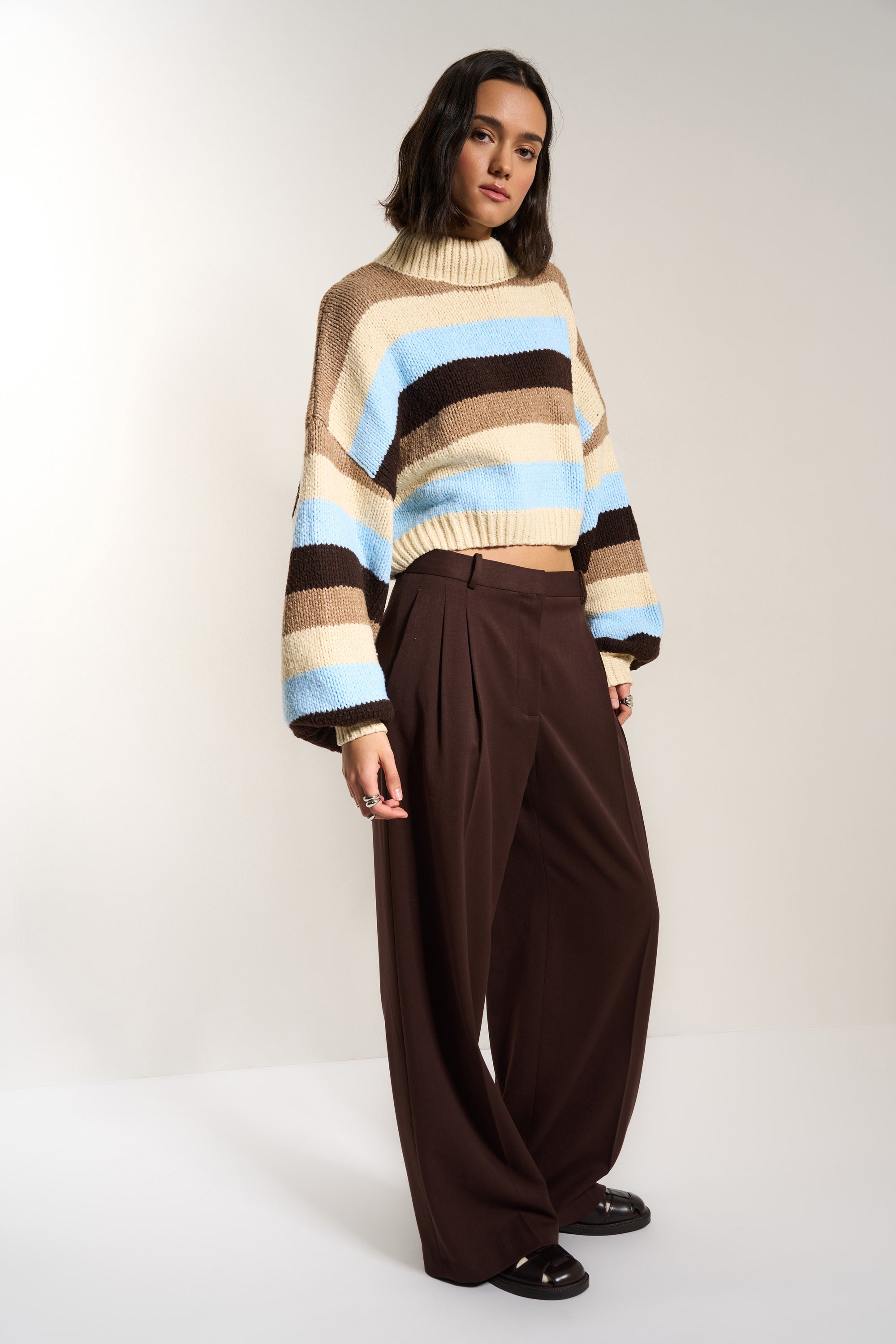 Bellamy Crop Pullover - Sky Stripe