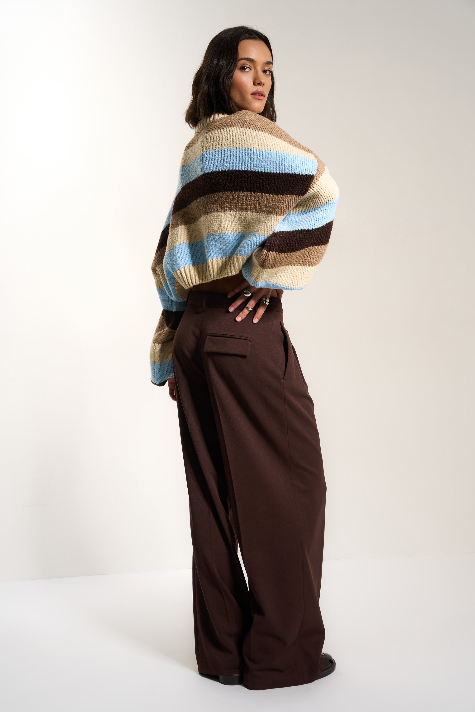 Bellamy Crop Pullover - Sky Stripe