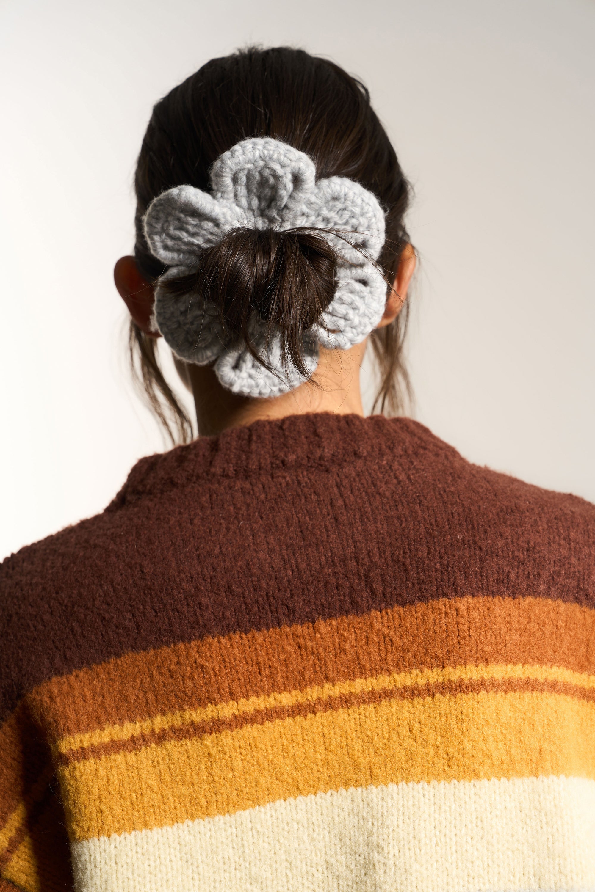 Bloom Handknitted Scrunchie - Heather Grey