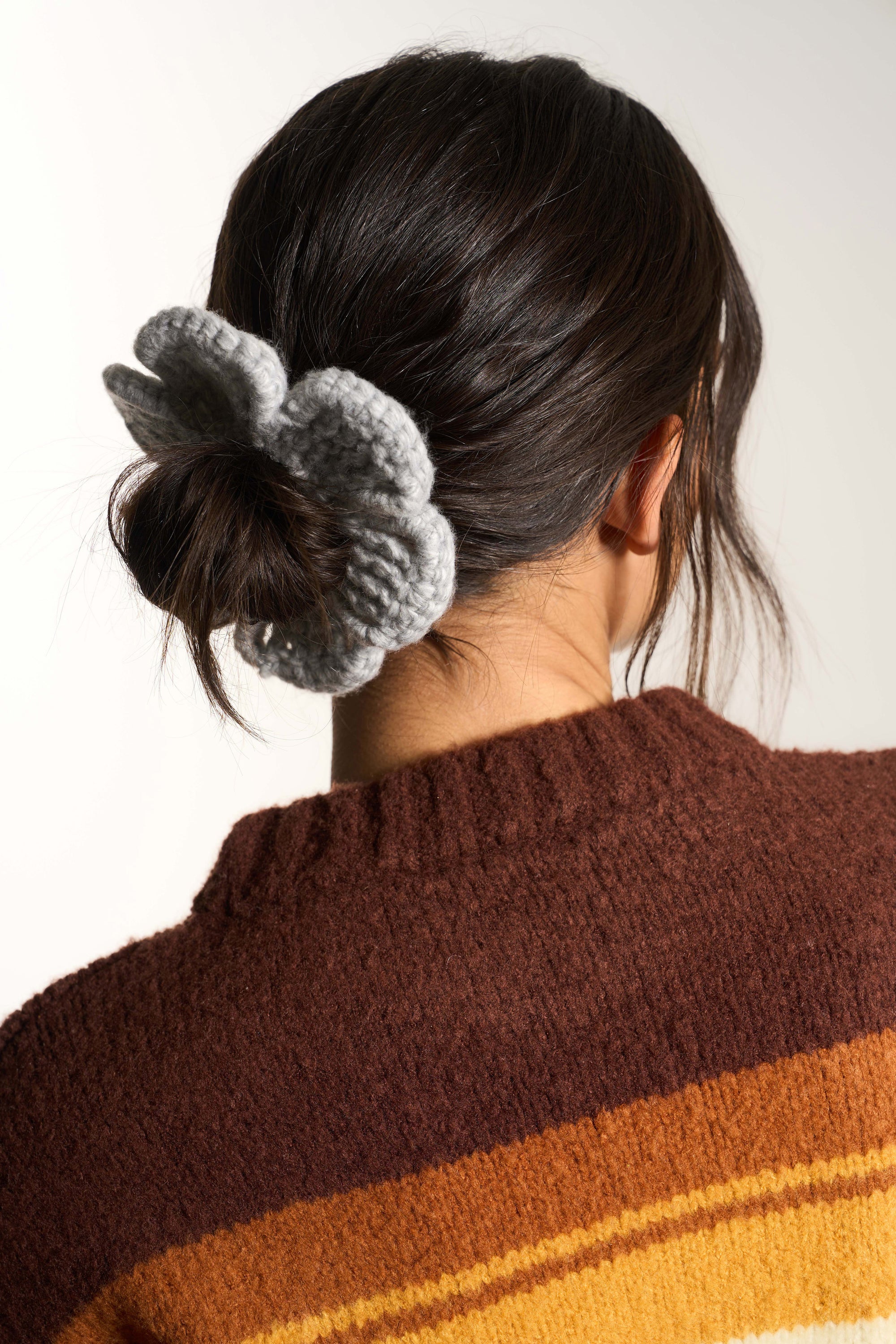 Bloom Handknitted Scrunchie - Heather Grey