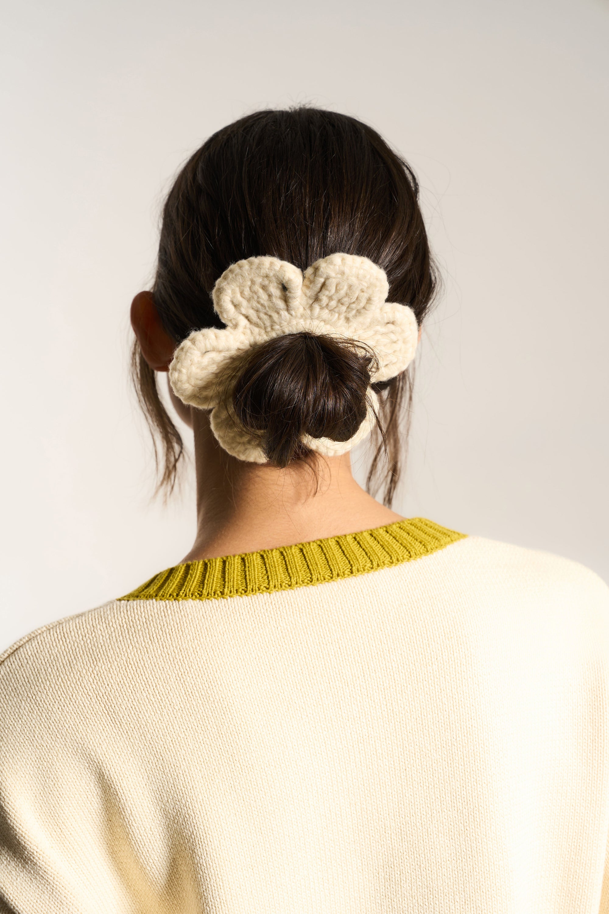 Bloom Handknitted Scrunchie - Creme