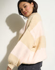 Bellamy Chunky Knit Pullover - Pink Stripe