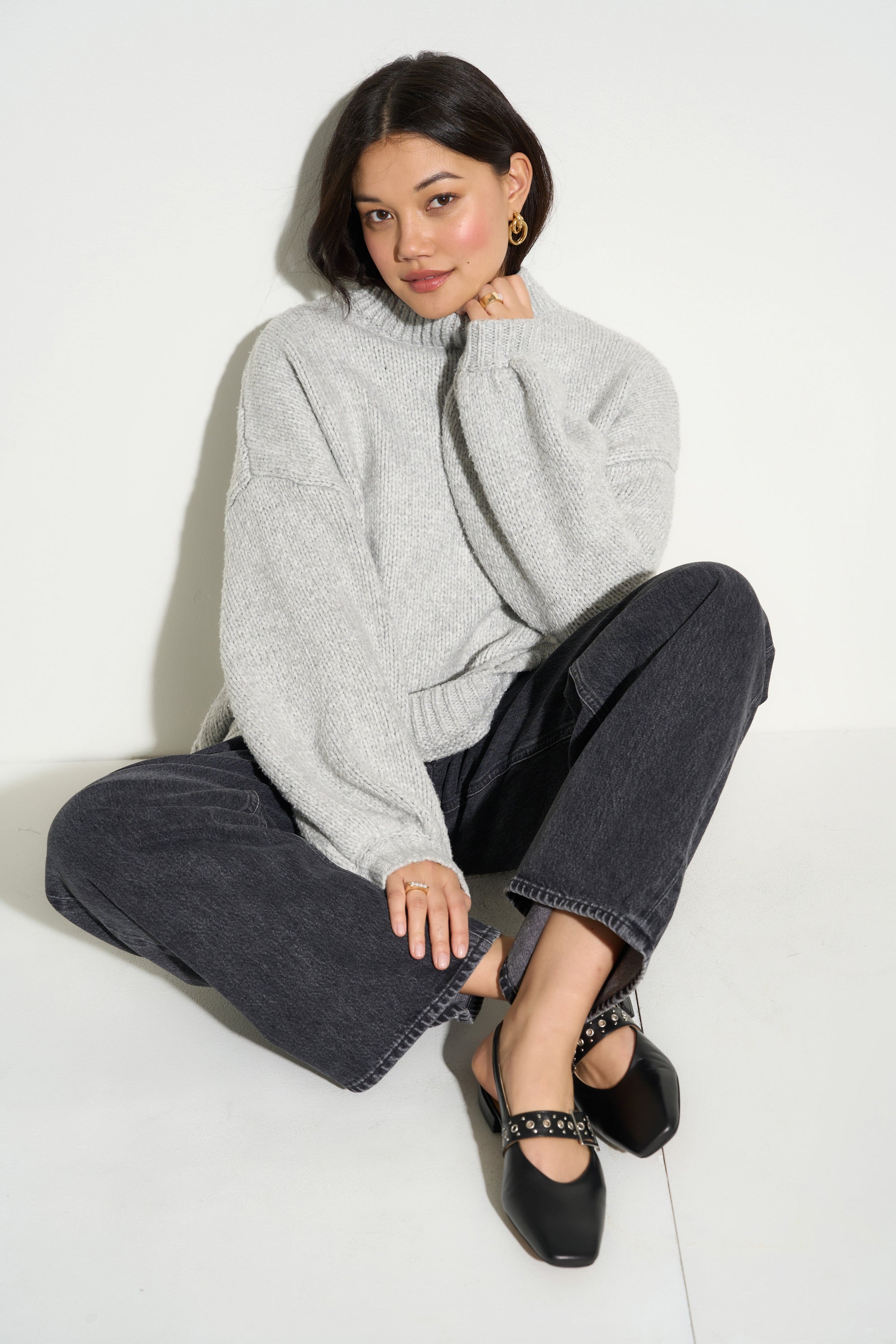 Bellamy Chunky Knit Pullover - Heather Grey