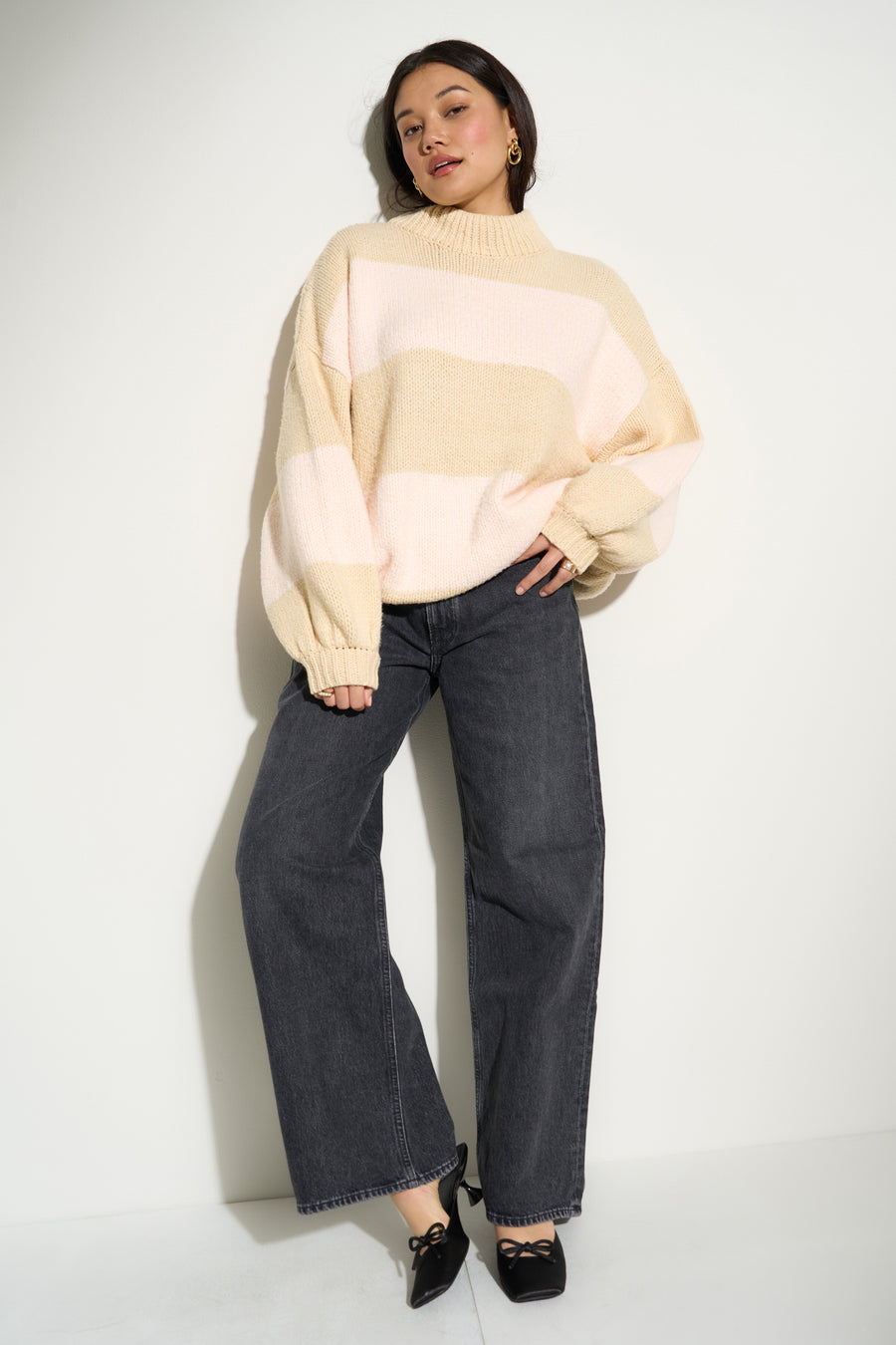 Bellamy Chunky Knit Pullover - Pink Stripe