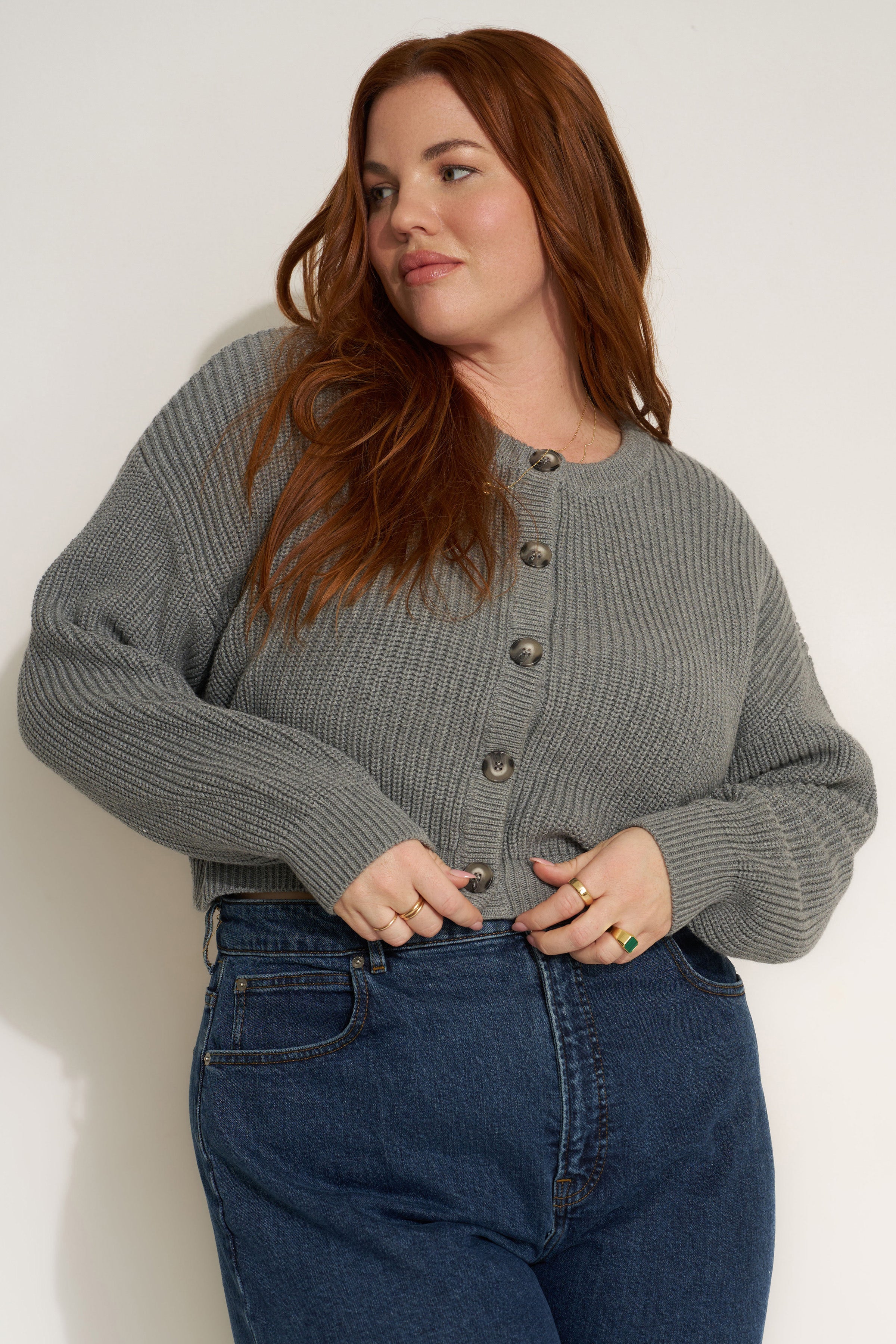 The Crop Cardi - Heather Grey – Callahan Knitwear