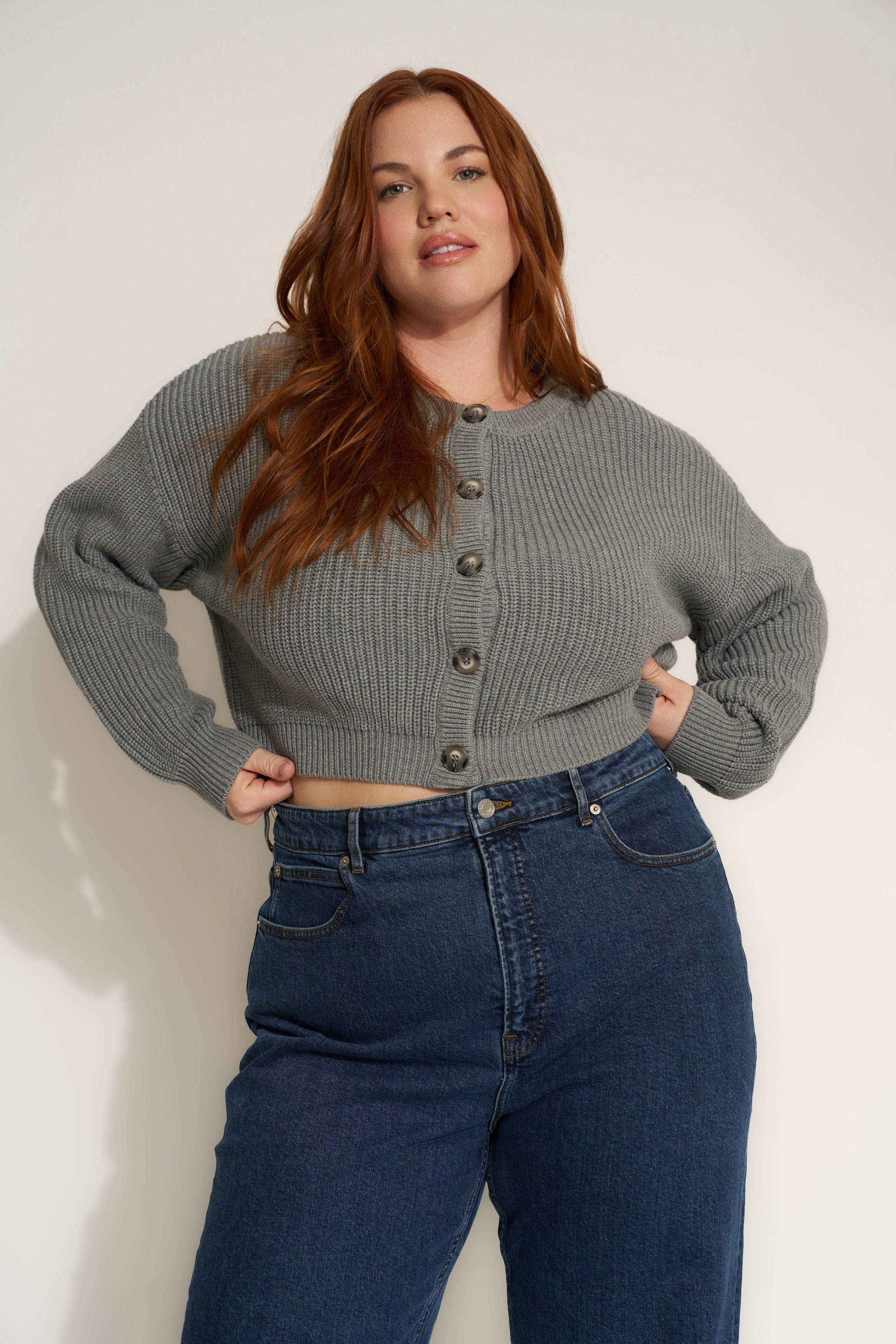 The Crop Cardi - Heather Grey – Callahan Knitwear