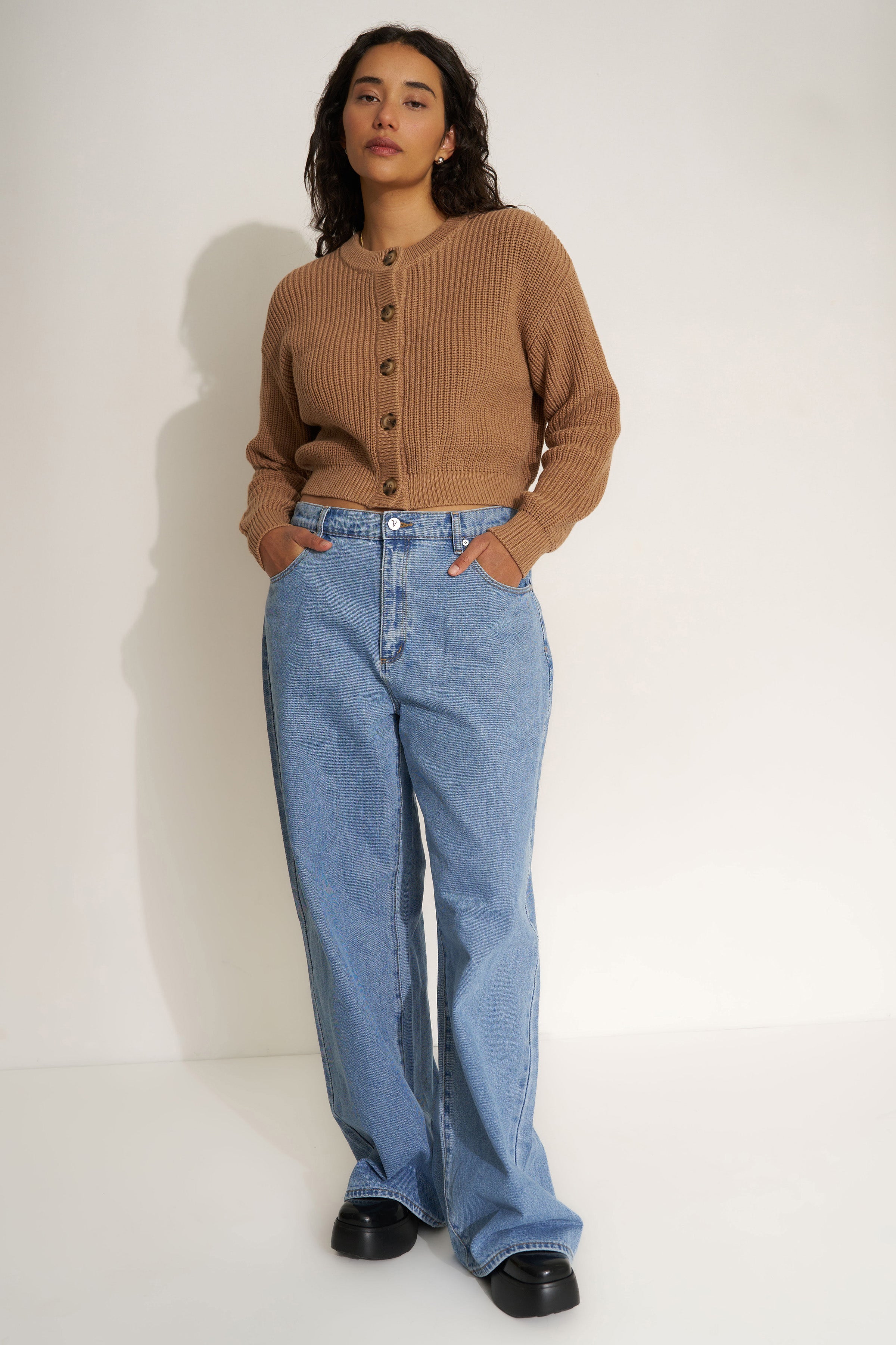 The Crop Cardi - Camel – Callahan Knitwear