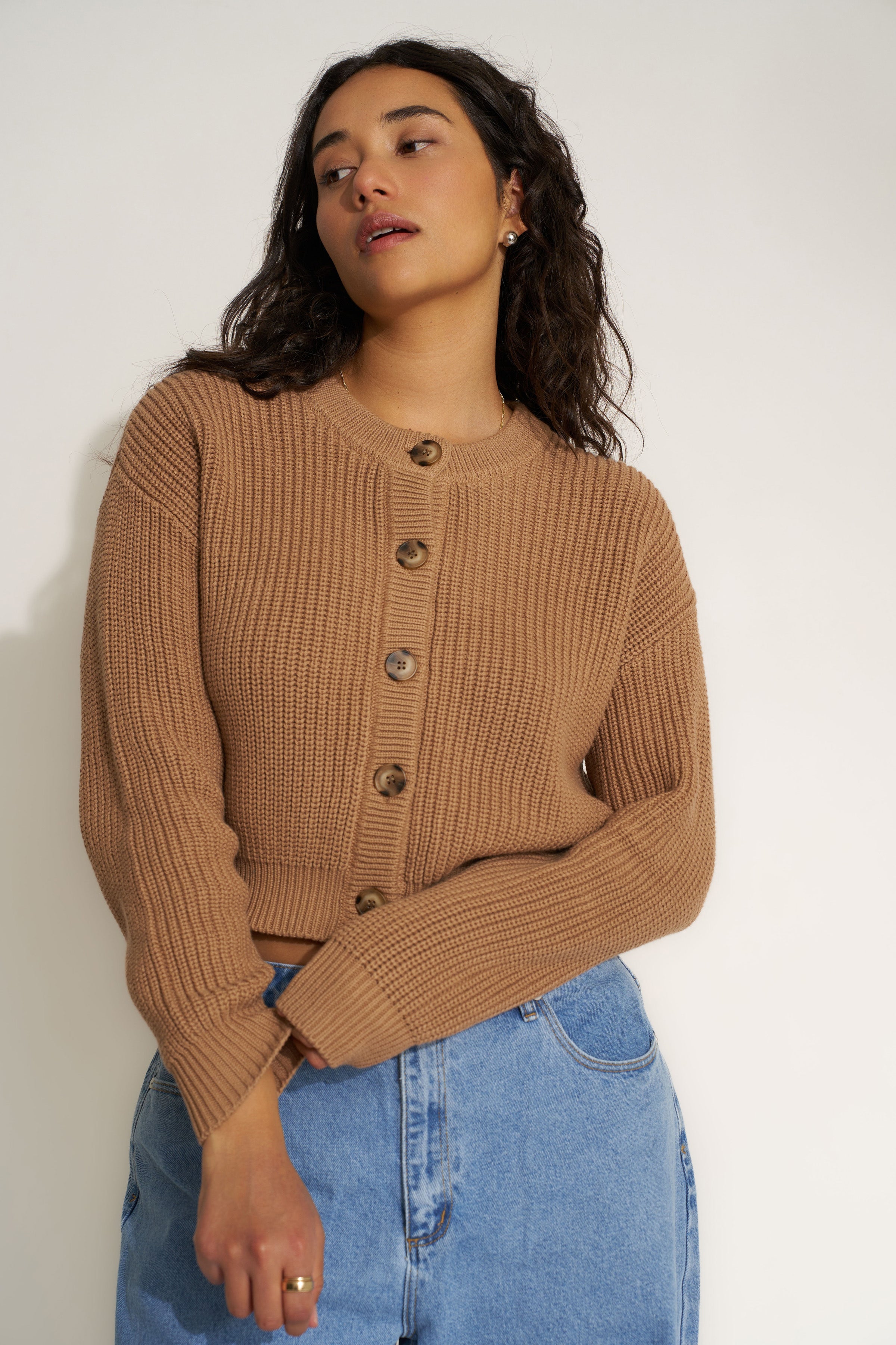 The Crop Cardi - Camel – Callahan Knitwear