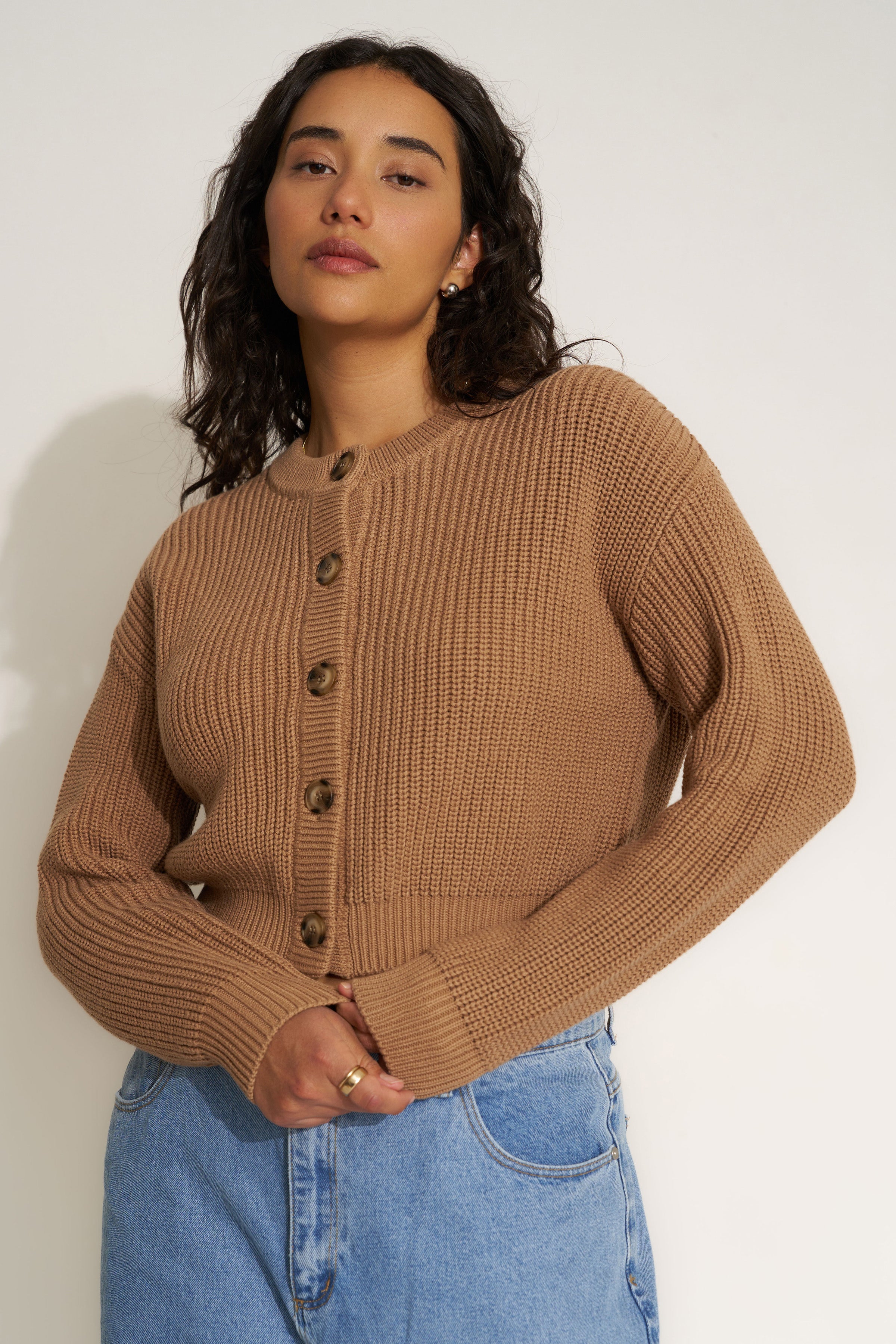 トップス kaval cardigan The Crop Cardi - Camel – Callahan Knitwear