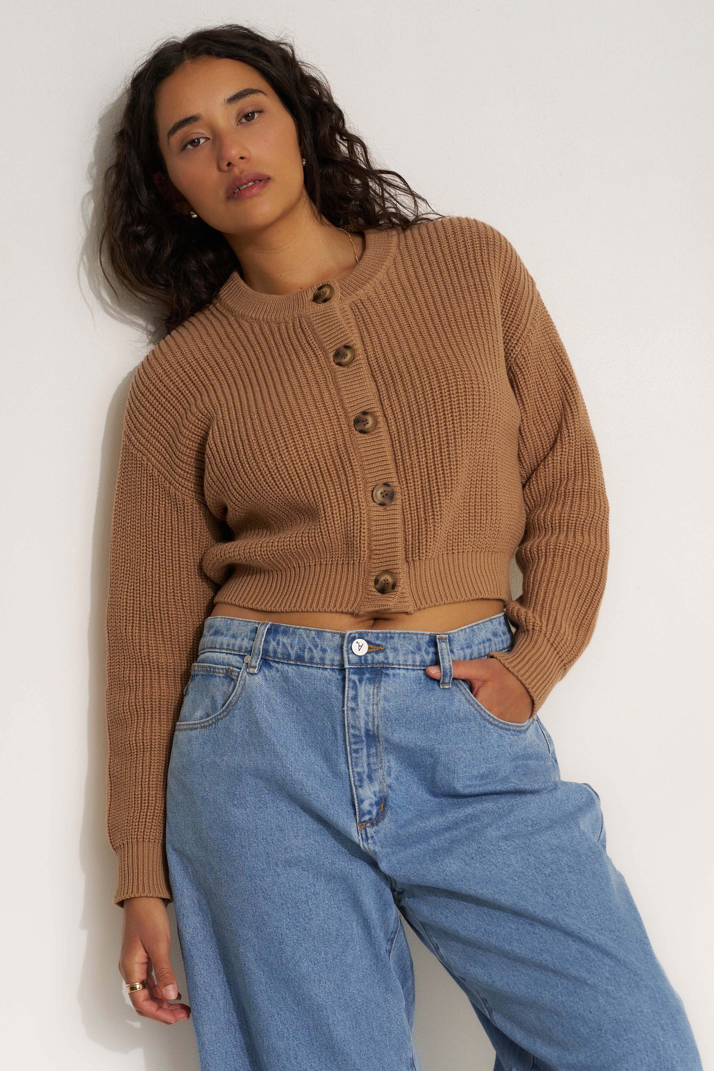 The Crop Cardi - Camel – Callahan Knitwear