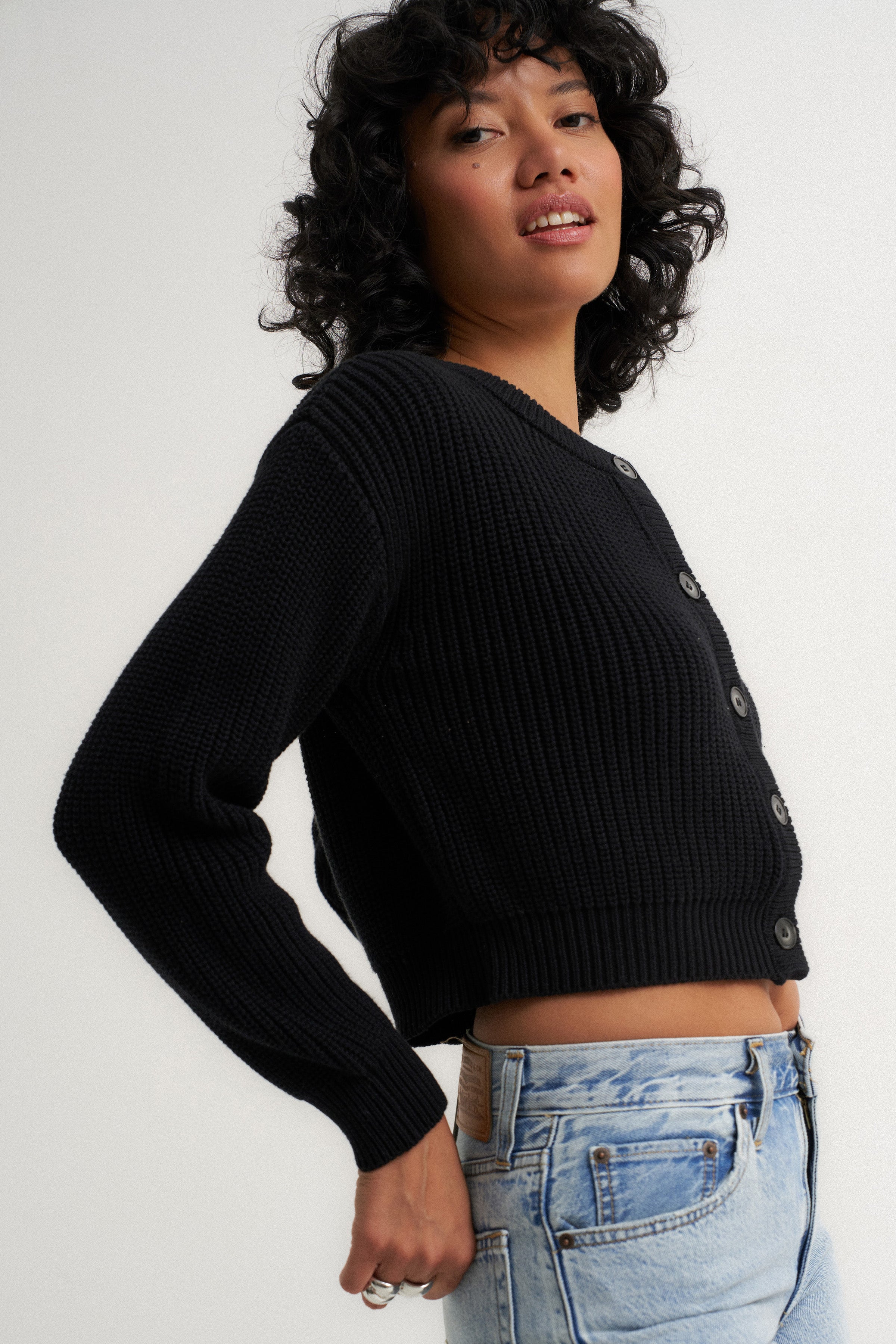 The Crop Cardi - Black – Callahan Knitwear