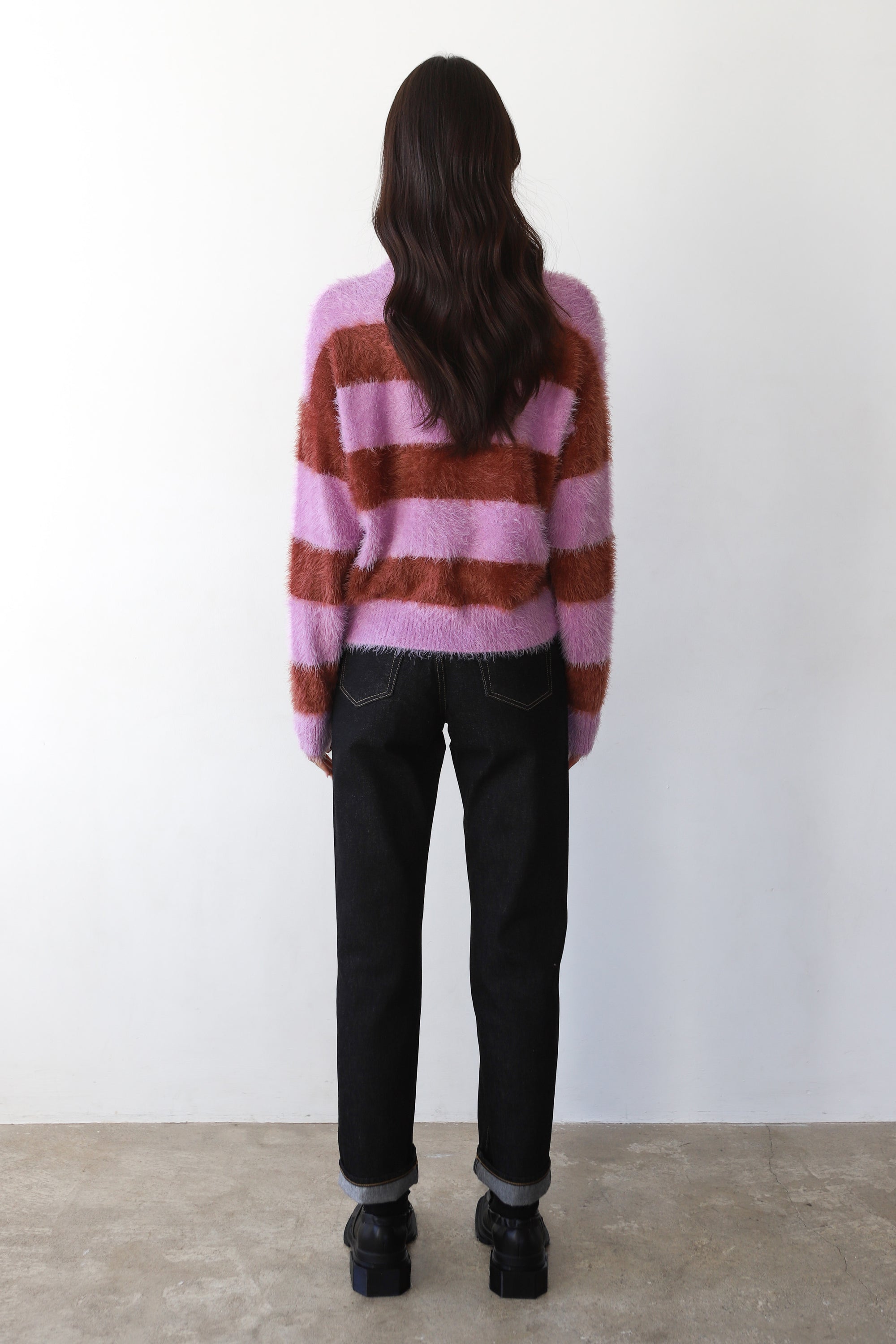 Esme Pullover - Lavender &amp; Chocolate Stripe