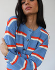 Fiona Cardigan - Capri Blue Stripe