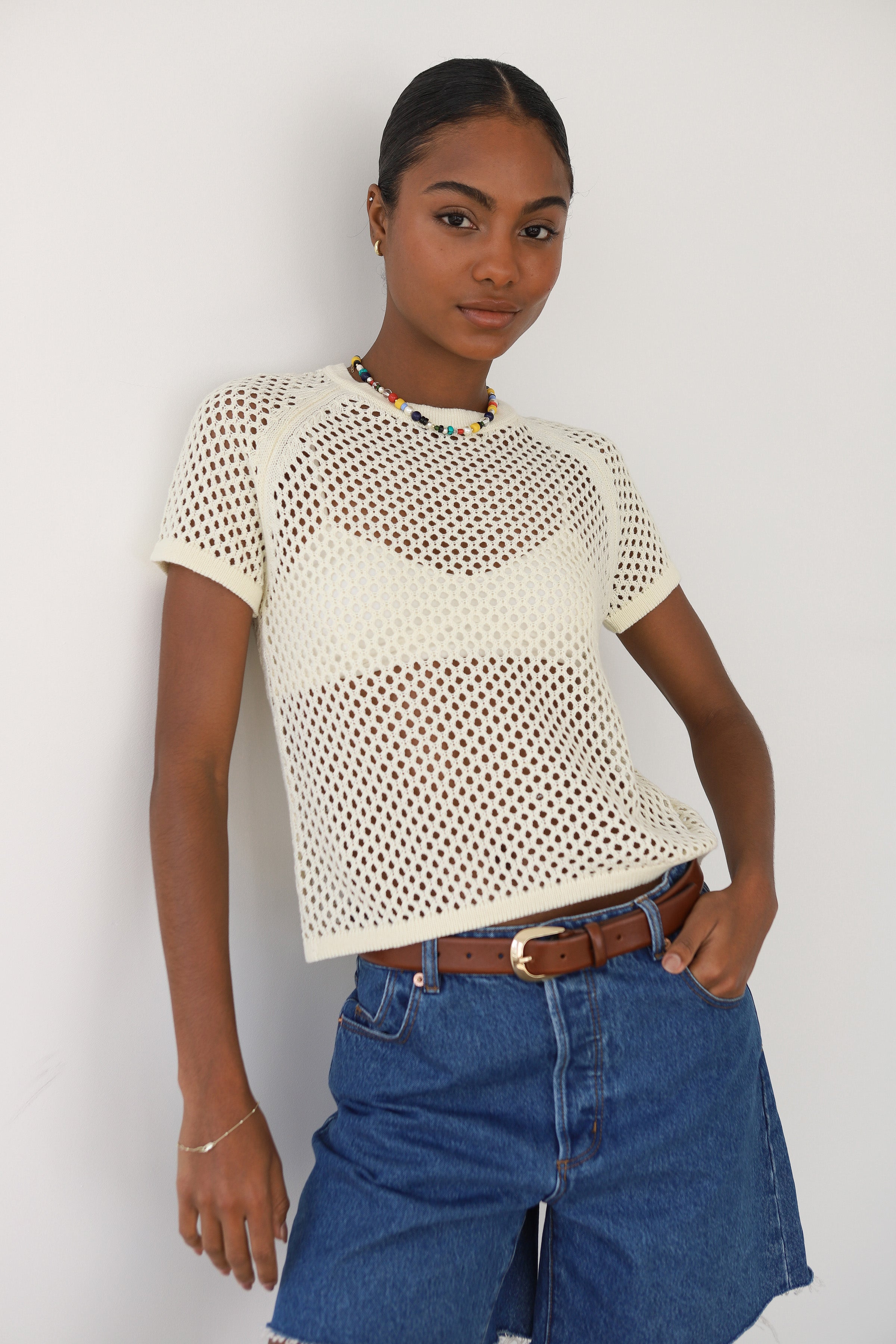 Francisca Crochet Tee - Creme – Callahan Knitwear