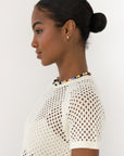 Francisca Crochet Tee - Creme