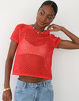 Francisca Crochet Tee - Poppy