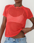 Francisca Crochet Tee - Poppy