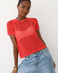 Francisca Crochet Tee - Poppy