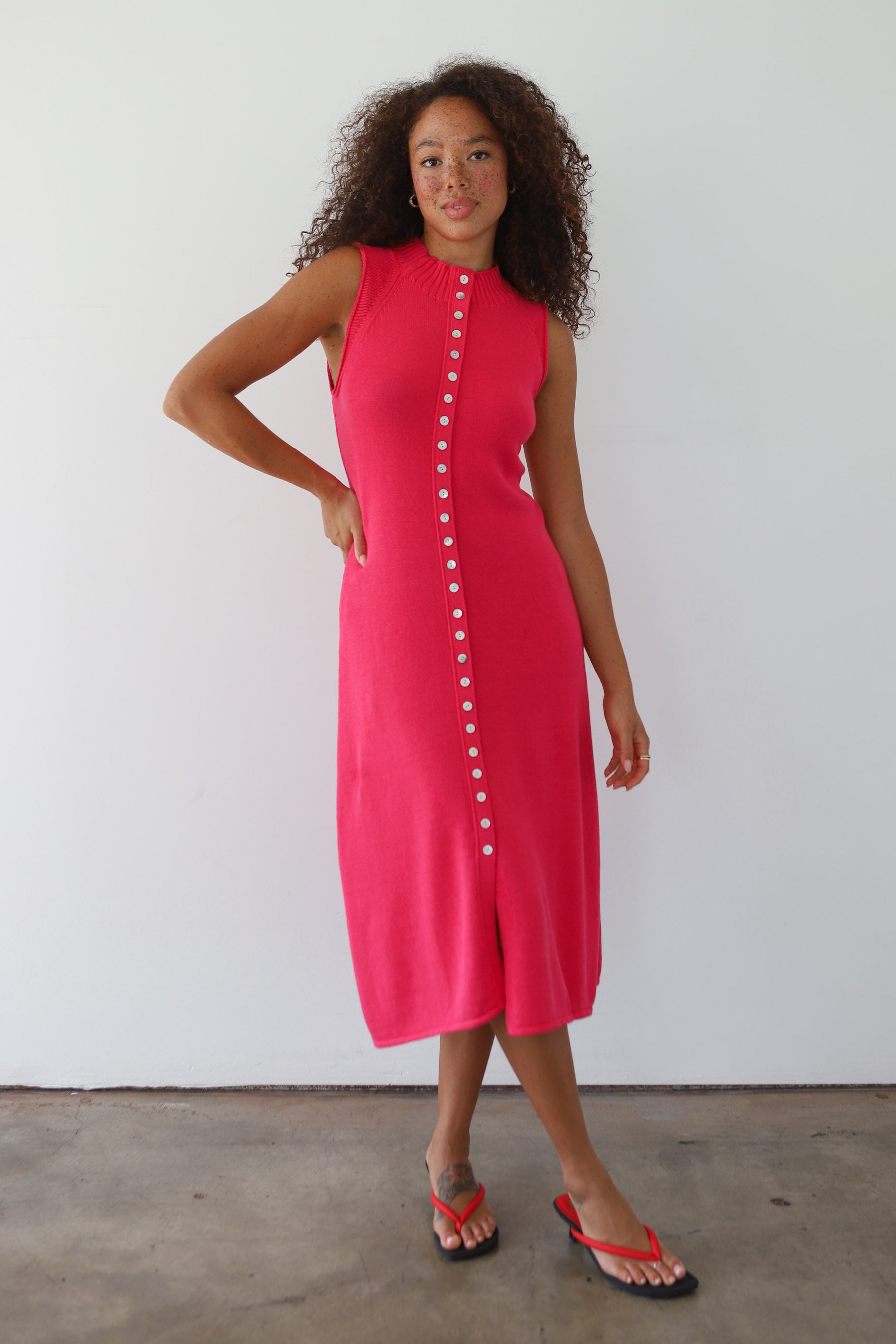 Owen Midi Dress - Raspberry