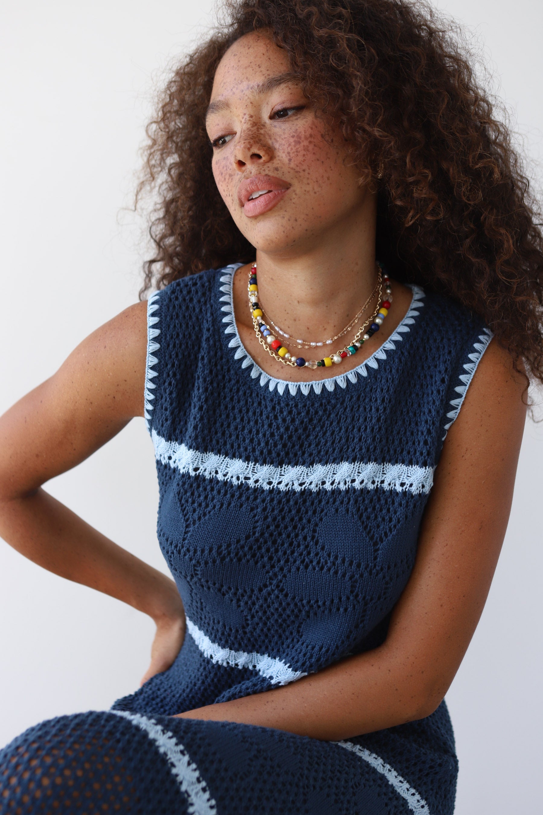 Reena Crochet Maxi - Ice Blue