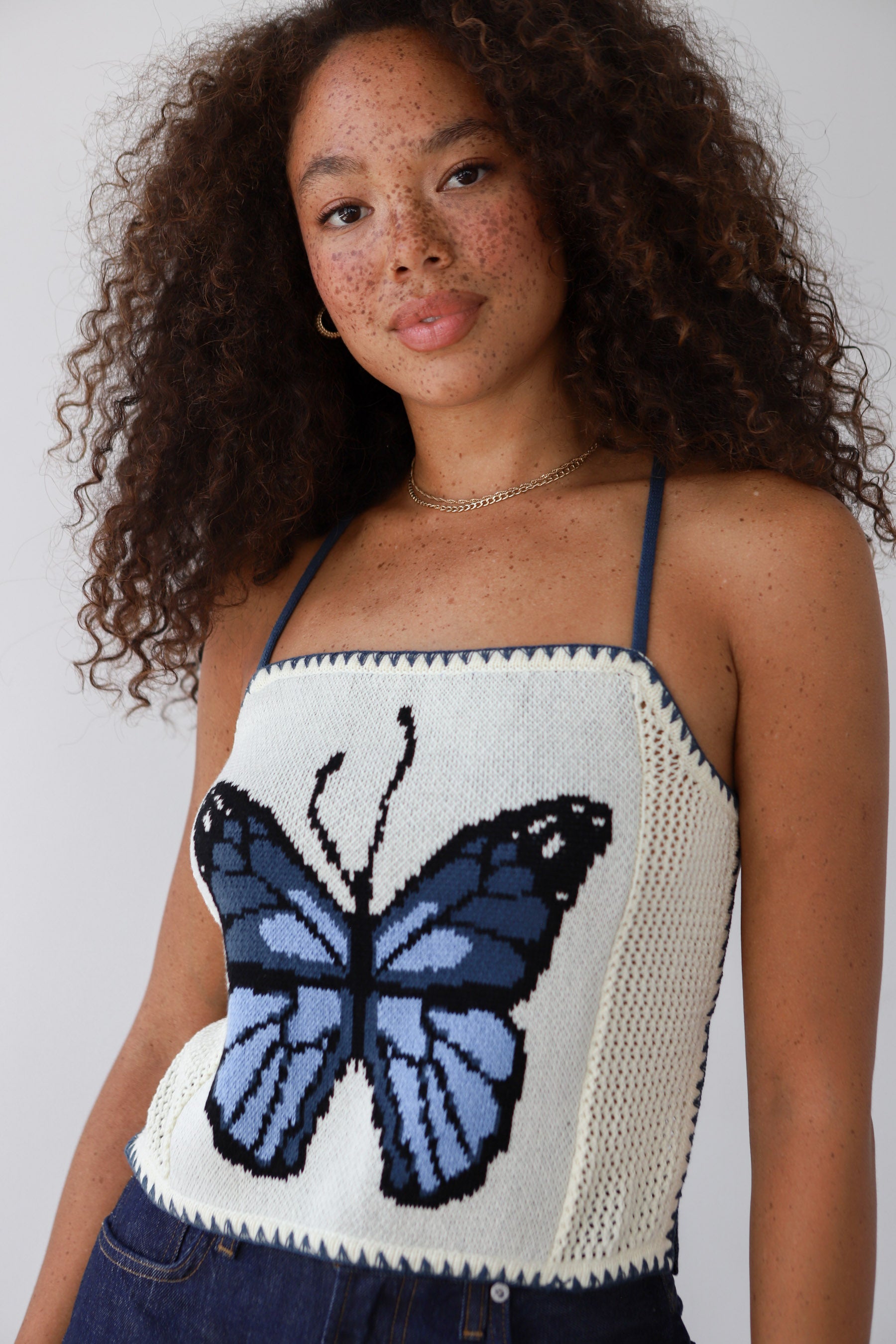 Papillion Crochet Cami - Cerulean