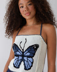 Papillion Crochet Cami - Cerulean