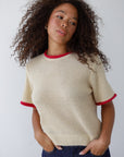 Avril Rib Ringer Tee - Swan