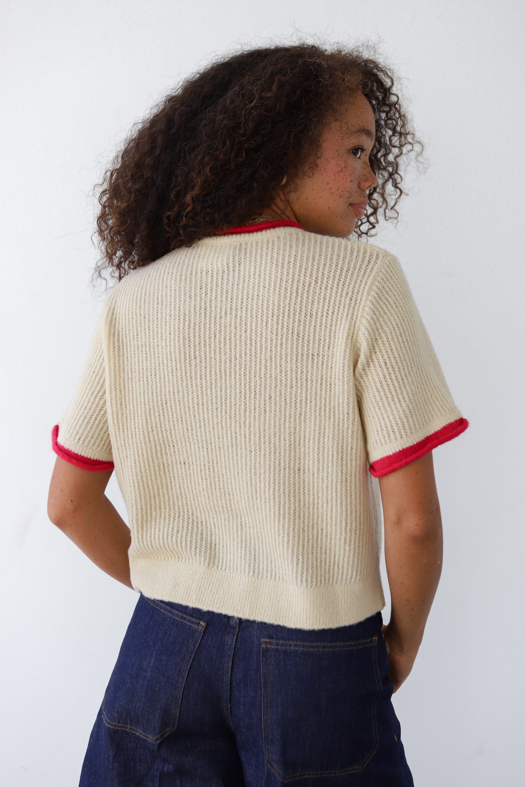 Avril Rib Ringer Tee - Swan