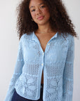 Hunter Crochet Cardi - Ice Blue