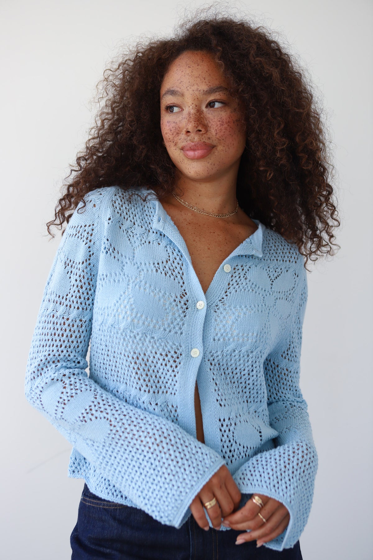 Hunter Crochet Cardi - Ice Blue