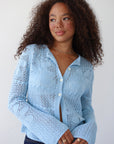 Hunter Crochet Cardi - Ice Blue