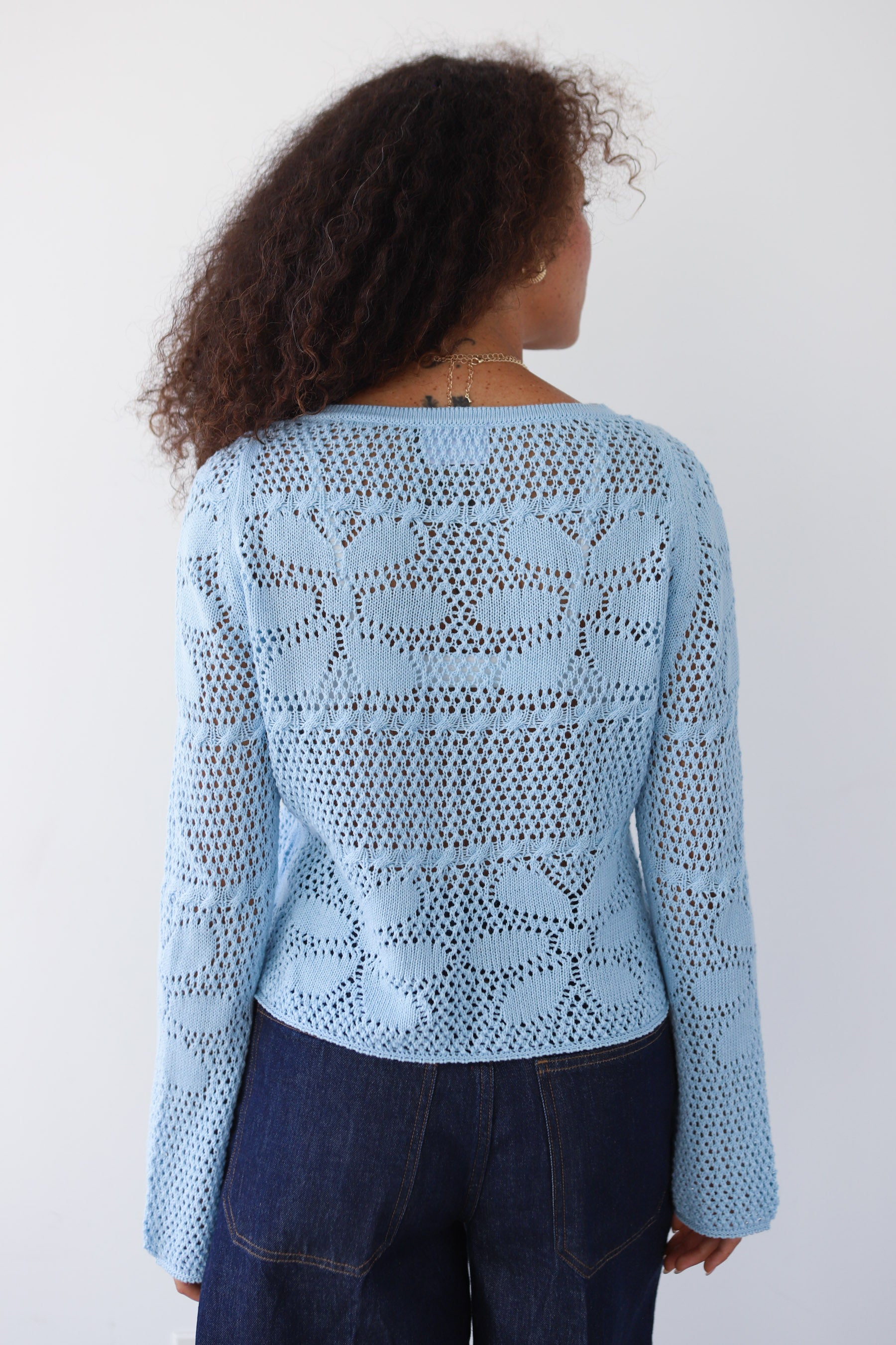 Hunter Crochet Cardi - Ice Blue