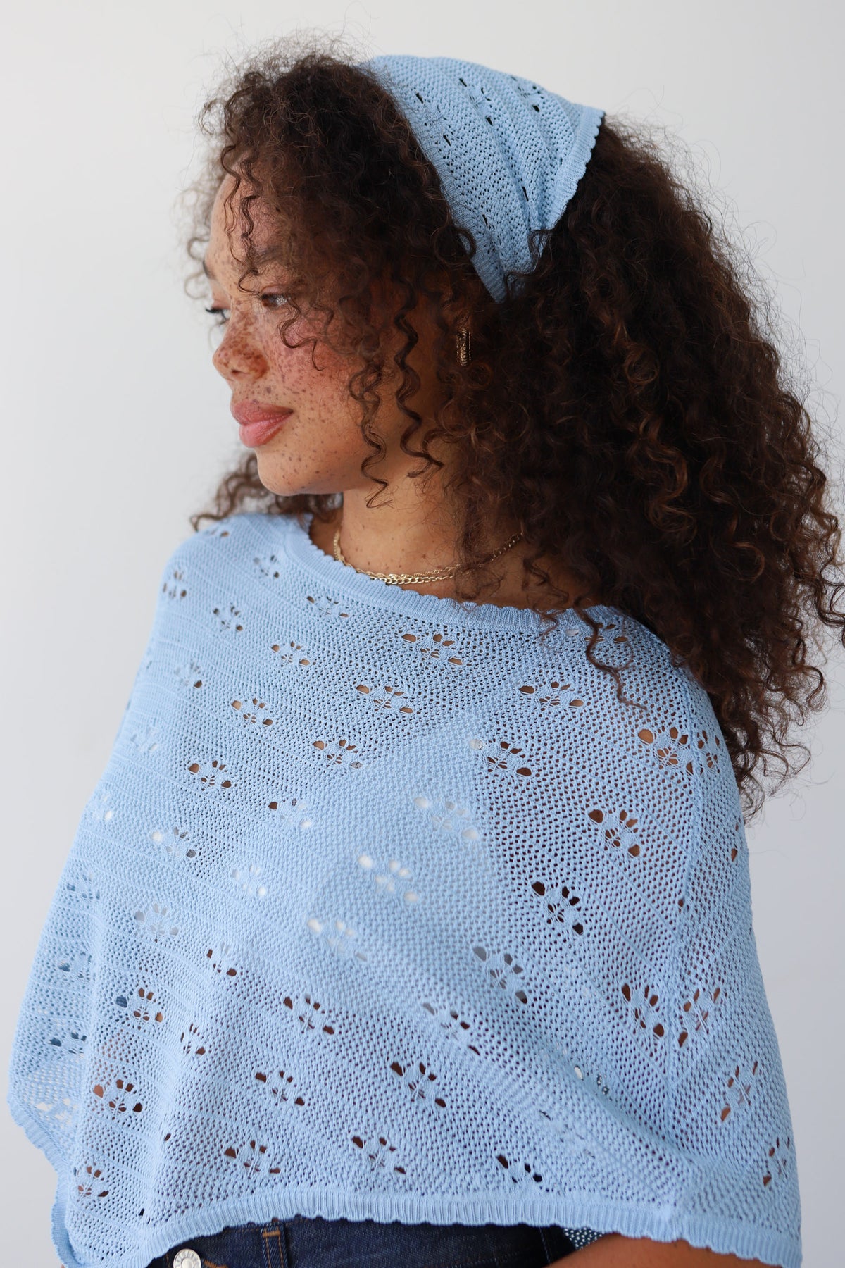 Eden Crochet Headscarf - Ice Blue