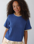 Avril Rib Ringer Tee - Cerulean Blue
