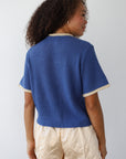Avril Rib Ringer Tee - Cerulean Blue