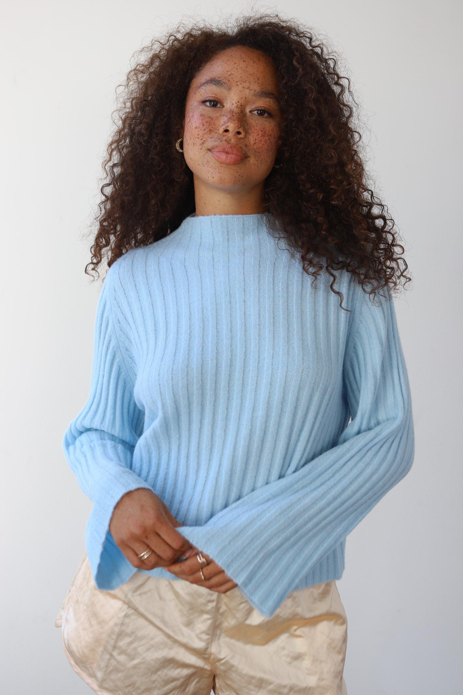 Clover Rib Pullover - Ice Blue