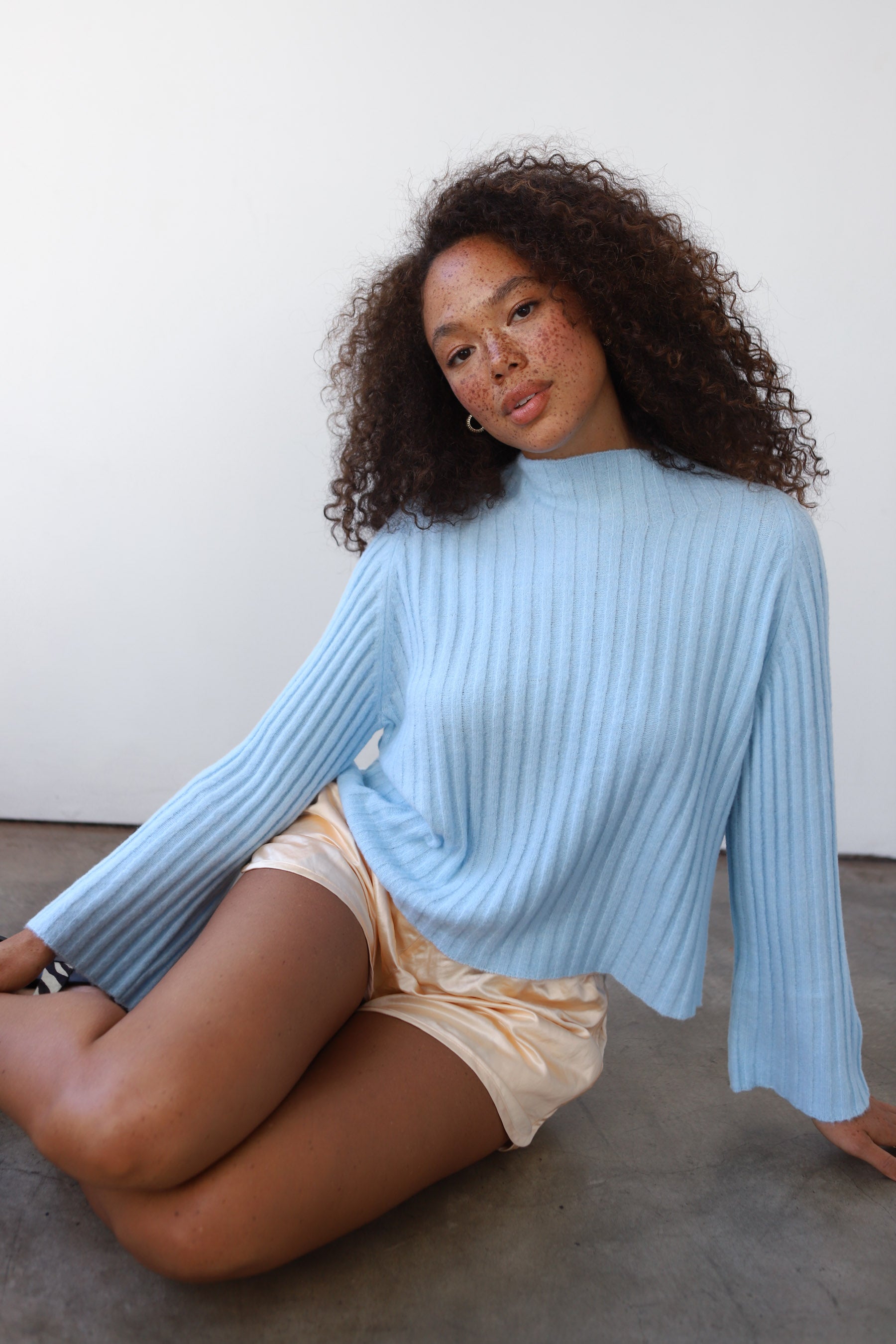 Clover Rib Pullover - Ice Blue