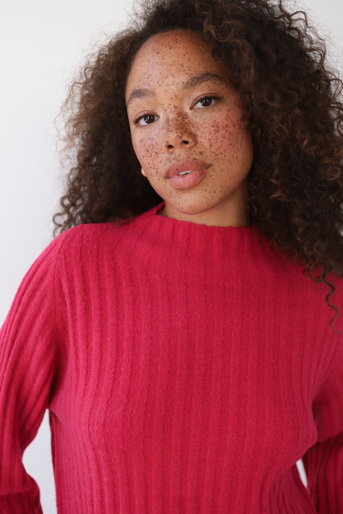 Clover Rib Pullover - Raspberry