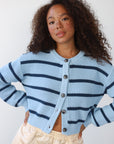 Fiona Cardigan - Ice Blue Stripe