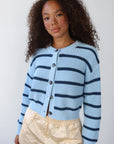 Fiona Cardigan - Ice Blue Stripe